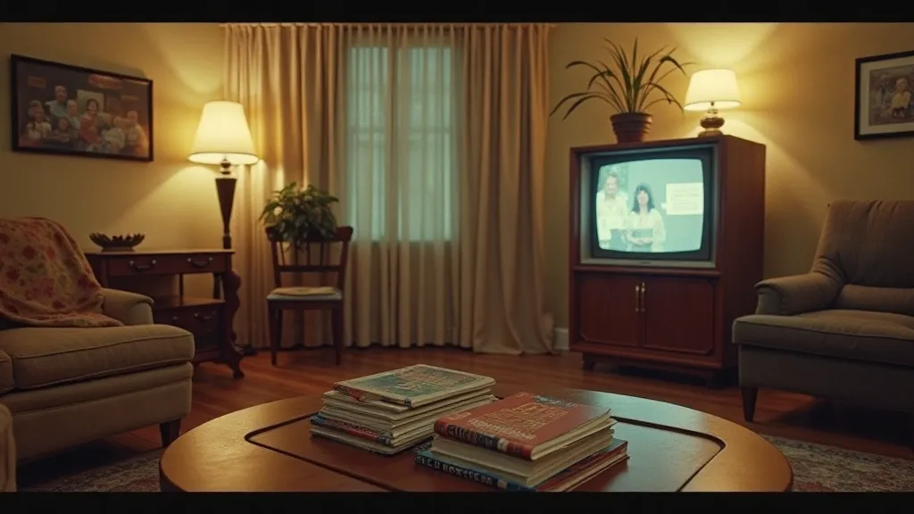 Vintage living room scene with TV Guides