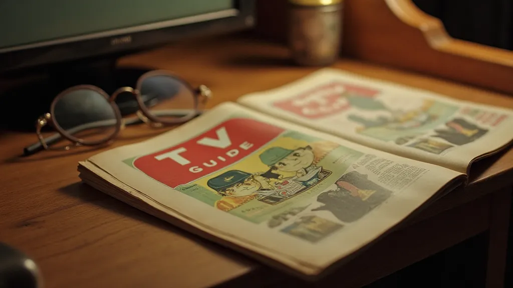 Close-up of a vintage TV Guide